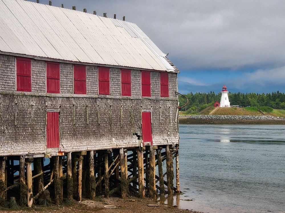 Maine-Lubec Mulholland Point Lighthouse as seen from the town of Lubec-Maine